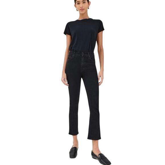 Mother Denim - Mother The Insider Crop Black Denim Jeans Not Guilty Wash, Size 24